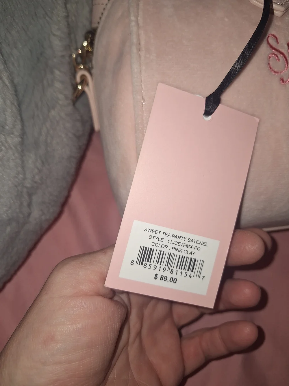 EXCLUSIVE Juicy Couture Pink Velvet Cherry Satchel Bag